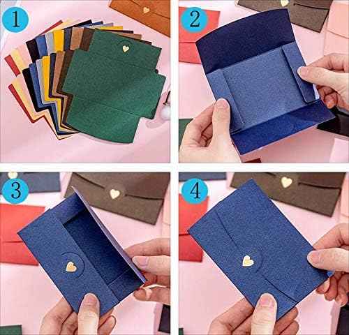 Kraft Mini Gift Card Envelopes with Gold Heart Shaped Clasp 48 Pack - TTpen