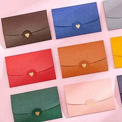 Kraft Mini Gift Card Envelopes with Gold Heart Shaped Clasp 48 Pack - TTpen