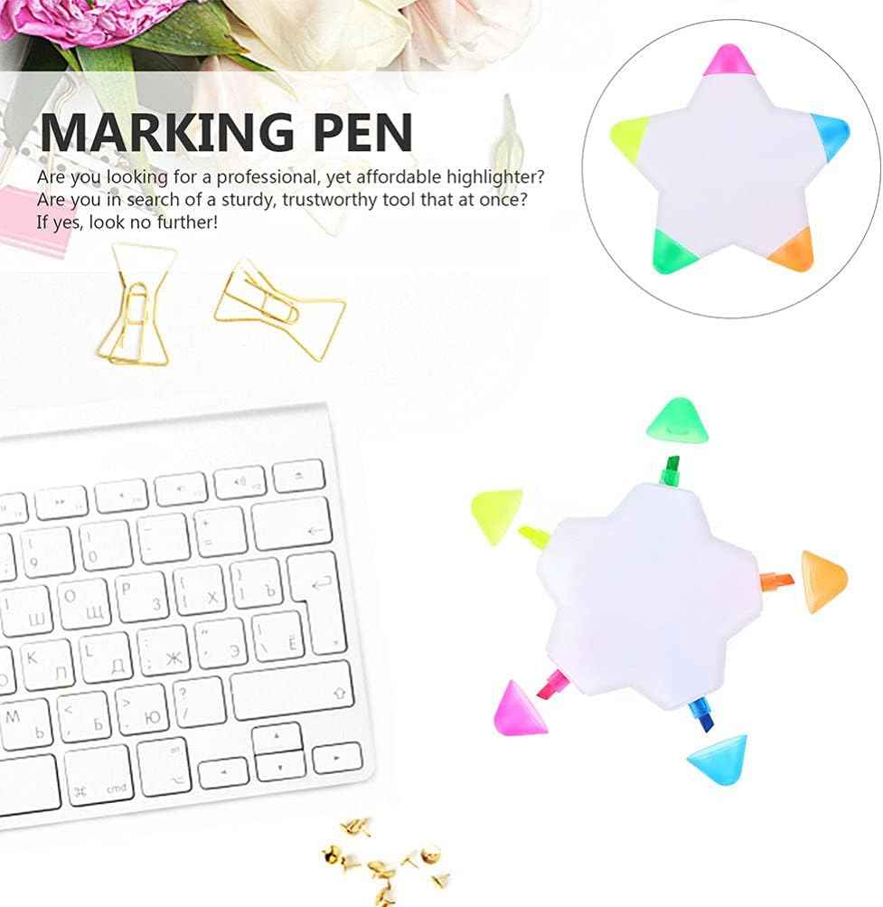 10Pcs Star Shape Watercolor Highlighter 5 In 1 Color Fluorescent Pens - TTpen