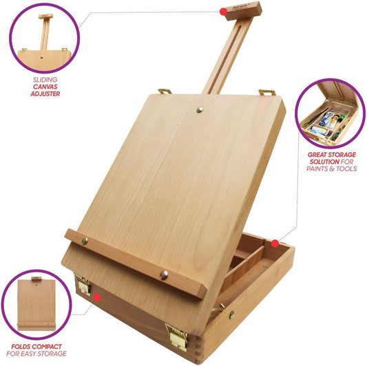Mont Marte Tabletop Box Easel for Painting Beech Wood