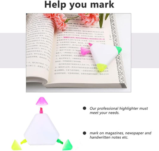 9pcs Triangle Shape Watercolor Highlighter Pens 3in1 Chisel Tip