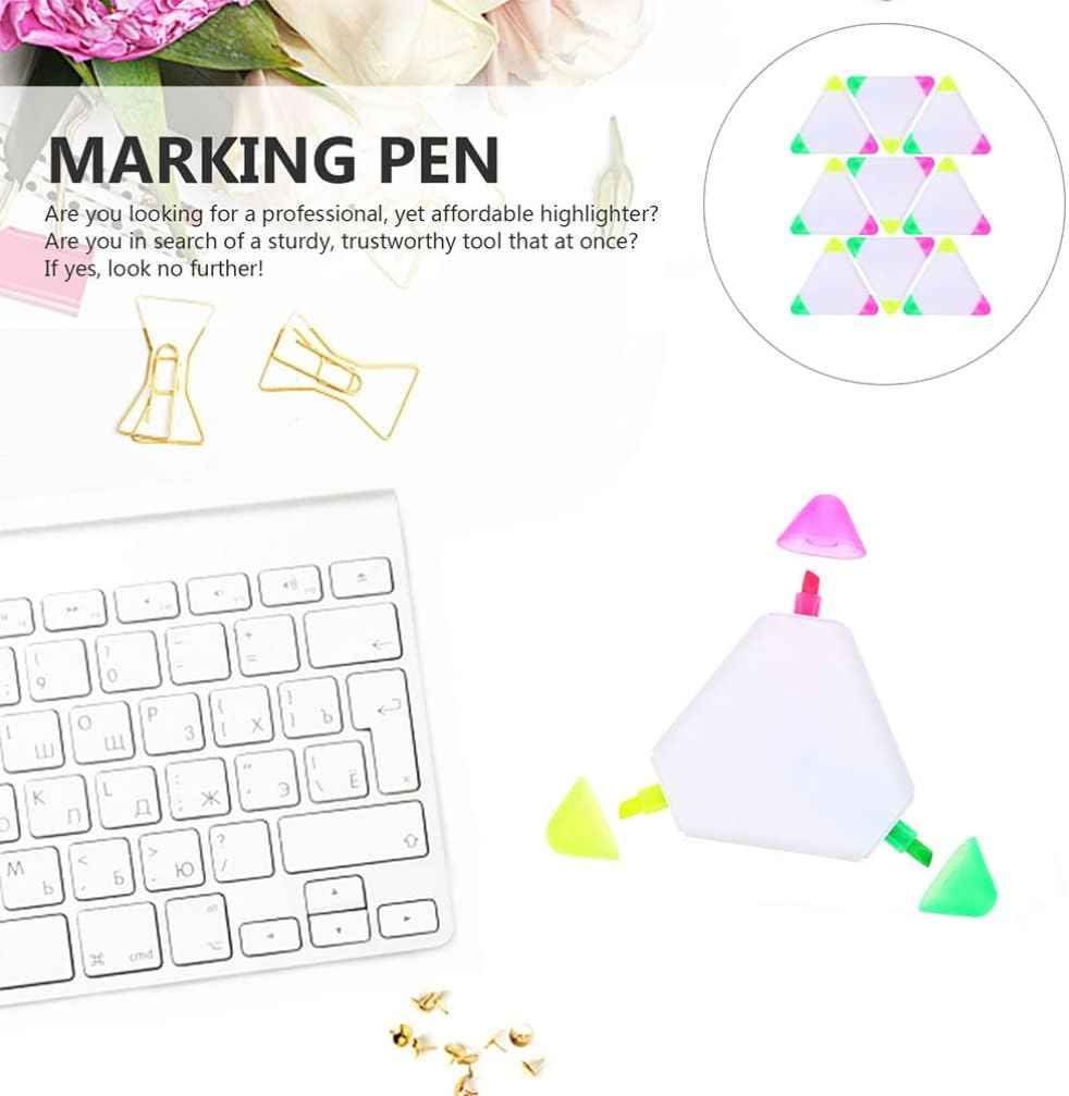 9pcs Triangle Shape Watercolor Highlighter Pens 3in1 Chisel Tip - TTpen