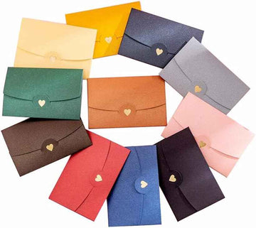 Kraft Mini Gift Card Envelopes with Gold Heart Shaped Clasp 48 Pack - TTpen