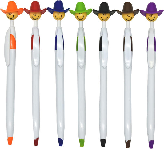 14PCS Fun Cowboy Hat Smile Retractable Ballpoint Pens For Kids