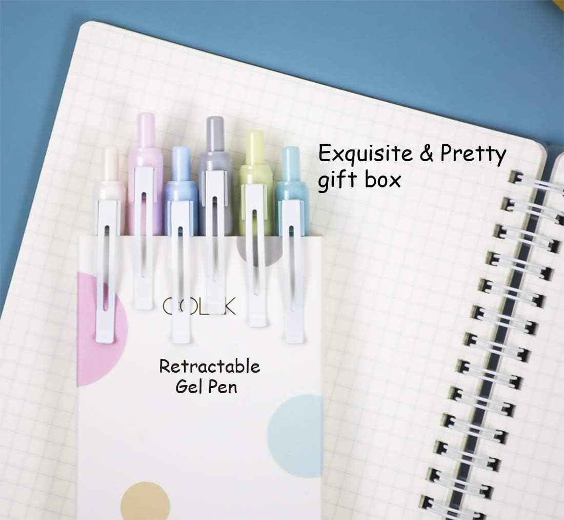 COLNK Retractable Gel Pens Black Ink,Fine Point 0.5mm 6-Count - TTpen