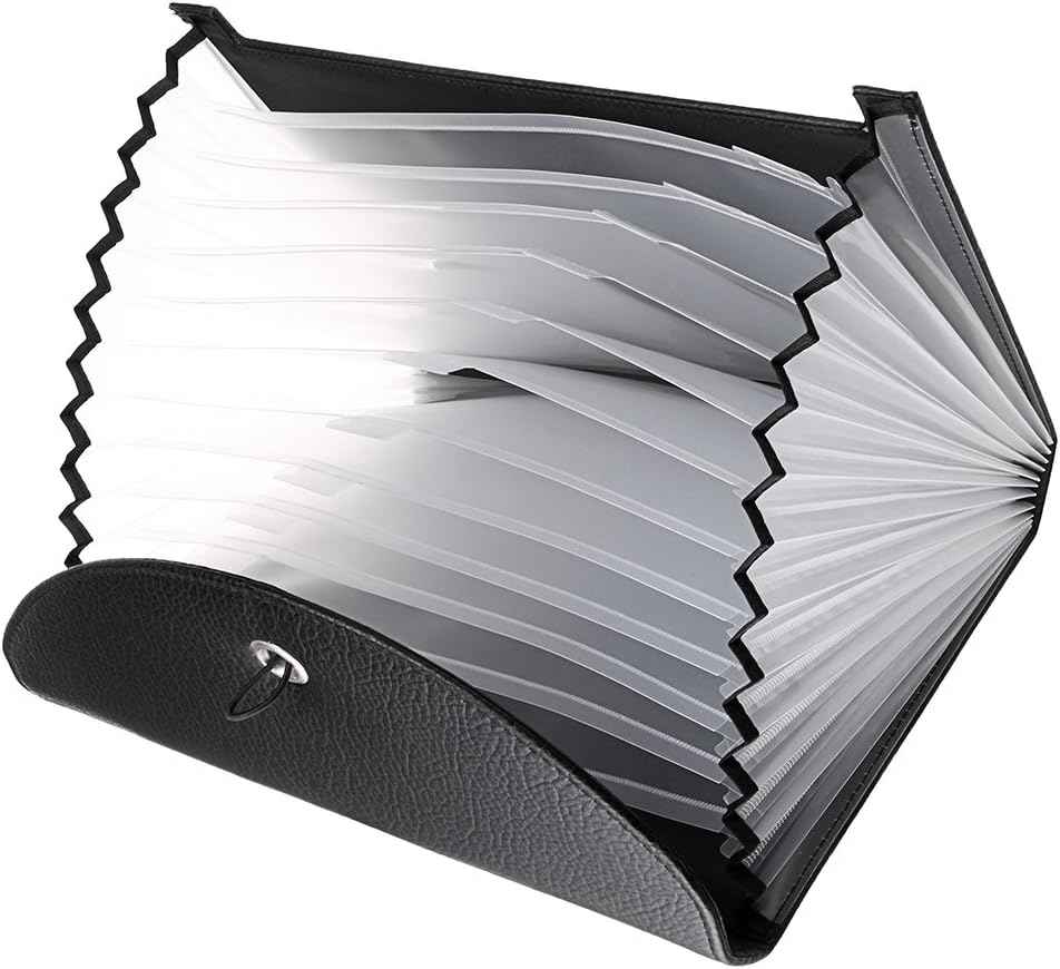 PU Leather 13 Pockets A4 Paper Expanding File Folder Document Organizer - TTpen