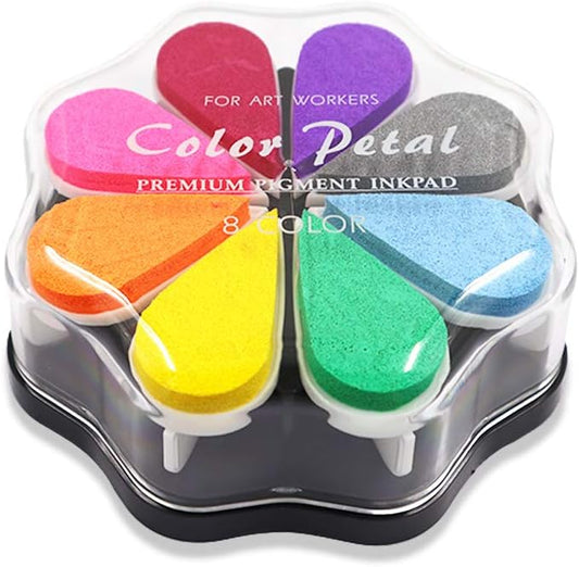 8 Colors Petal Shape Craft Pigment Ink Pad Stamps Partner
