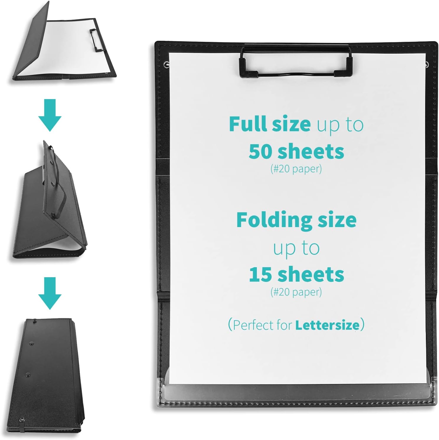3-Layers Folding Nurse Clipboard with Nursing Edition Cheat Sheets Black