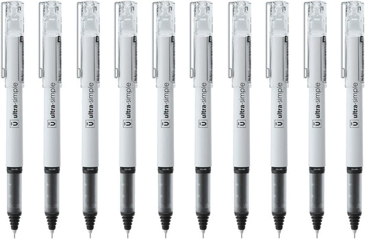 M&G 10Pcs Liquid Rollerball Pens 0.5mm Ultra Fine Point Black Ink Quick Dry