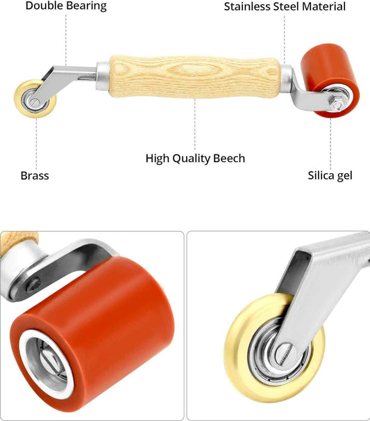 QWORK Seam Roller, 40mm Silicone Seam Roller with 6mm Brass Detail Penny Roller, Smoothing Seam Roller Tool for PVC/TPO/EPDM Single Ply Roofing Tape - TTpen