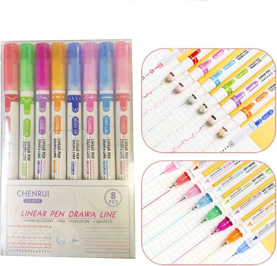 8PCS Curve Highlighter Flair Pens for Writing Journaling - TTpen