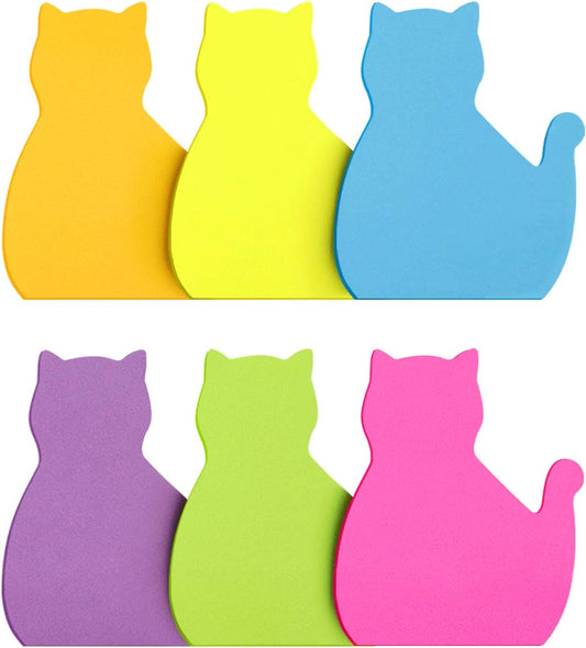 Cat Shape Sticky Note 6 Color 75 Sheets/Pad