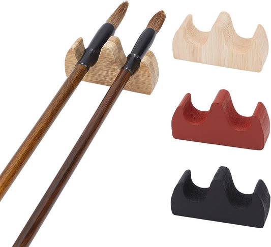 8pcs Calligraphy Painting Brush Rest Stand 4 Color Fire Shaped Wooden