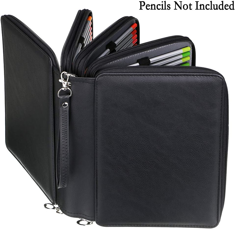 200 Slots PU Leather Pencil Case Holder Organizer