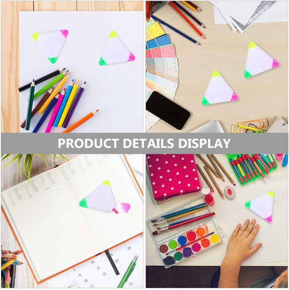 9pcs Triangle Shape Watercolor Highlighter Pens 3in1 Chisel Tip - TTpen