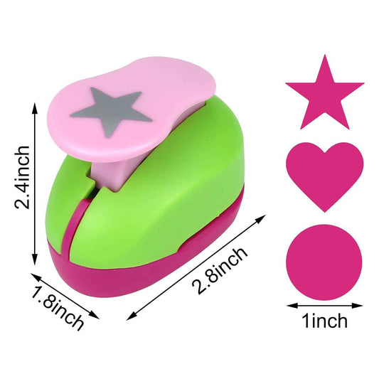 3Pcs 1 Inch Paper Punches with Heart,Star,Circle Craft Hole Shapes - TTpen