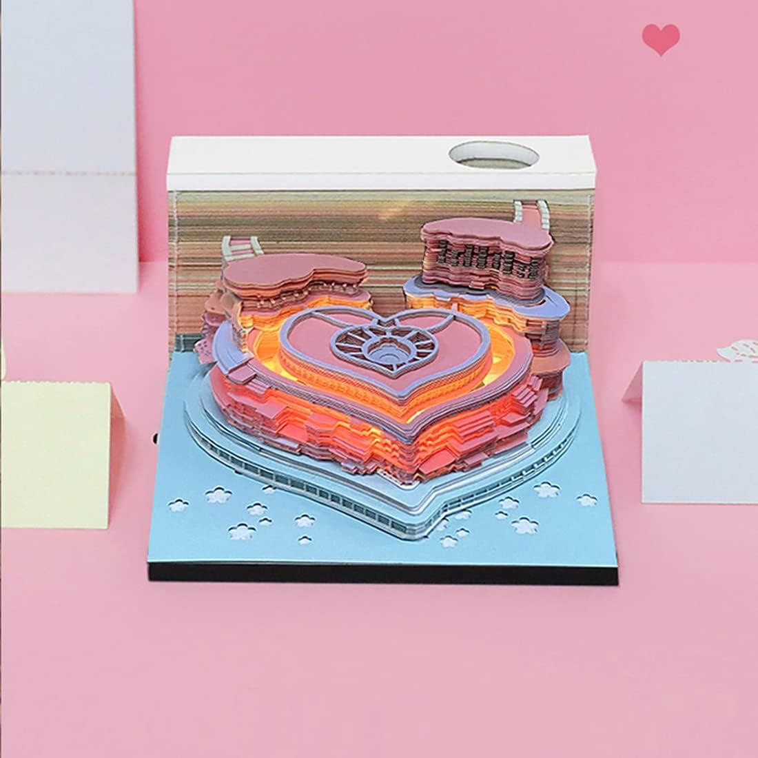 Fortress of Love,3D Memo Pad,Castle Buildings,Pink