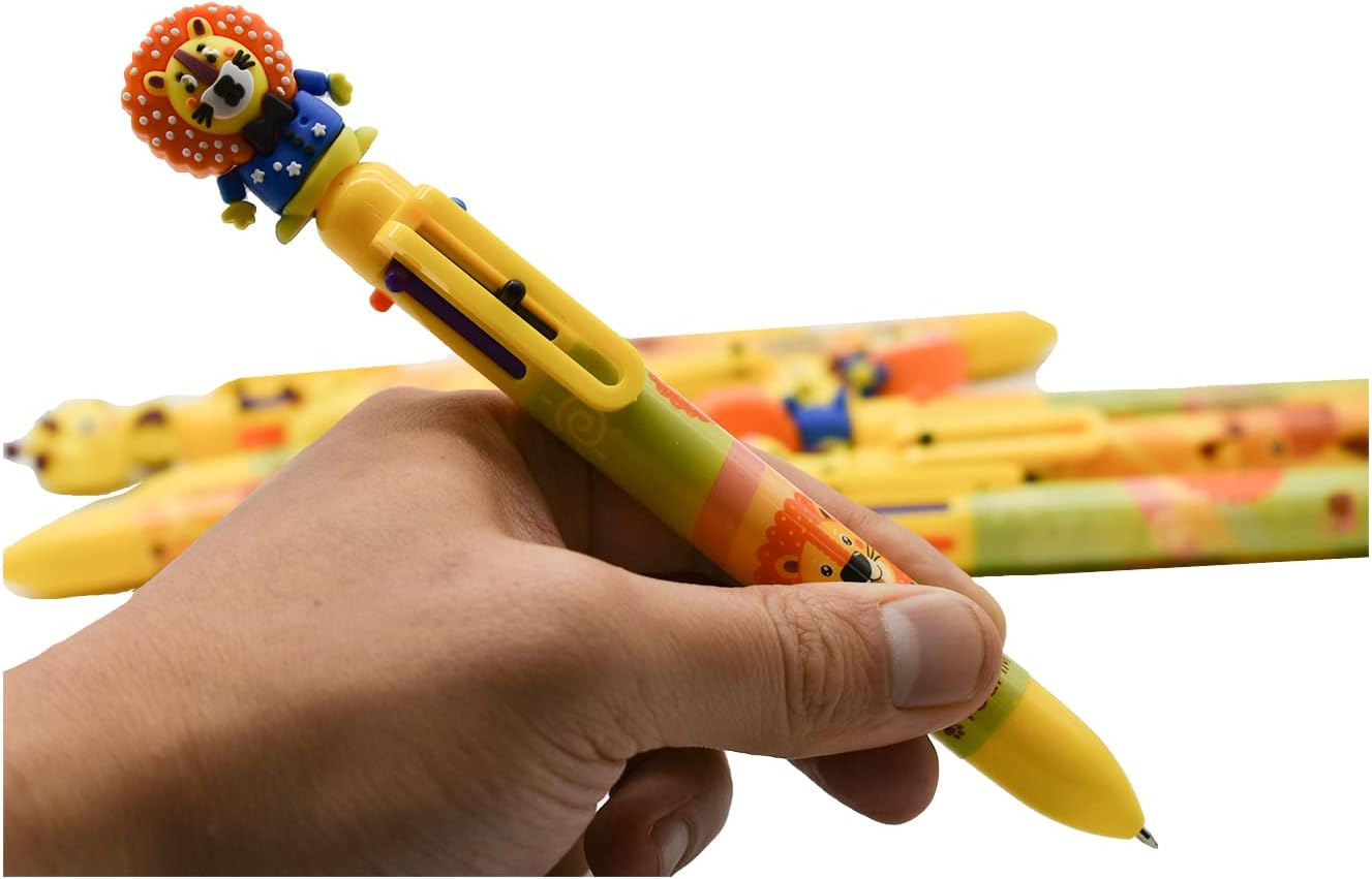 8PCS 6in1 Multicolor Ballpoint Pen Giraffe Lion For Kids Adults School