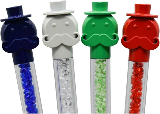 12PCS Fun Mustache Hat Ballpoint Pens Retractable Black Ink