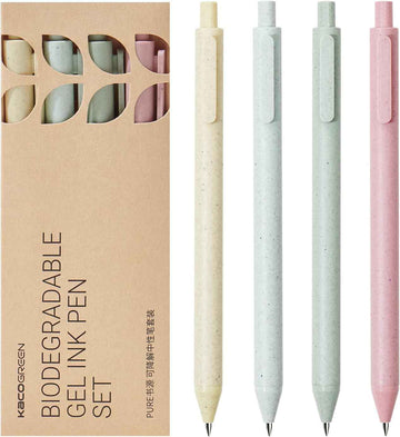 Kaco Biodegradable Gel Ink Pen Set with Black Ink 4 Pack - TTpen