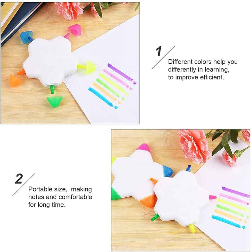 10Pcs Star Shape Watercolor Highlighter 5 In 1 Color Fluorescent Pens - TTpen