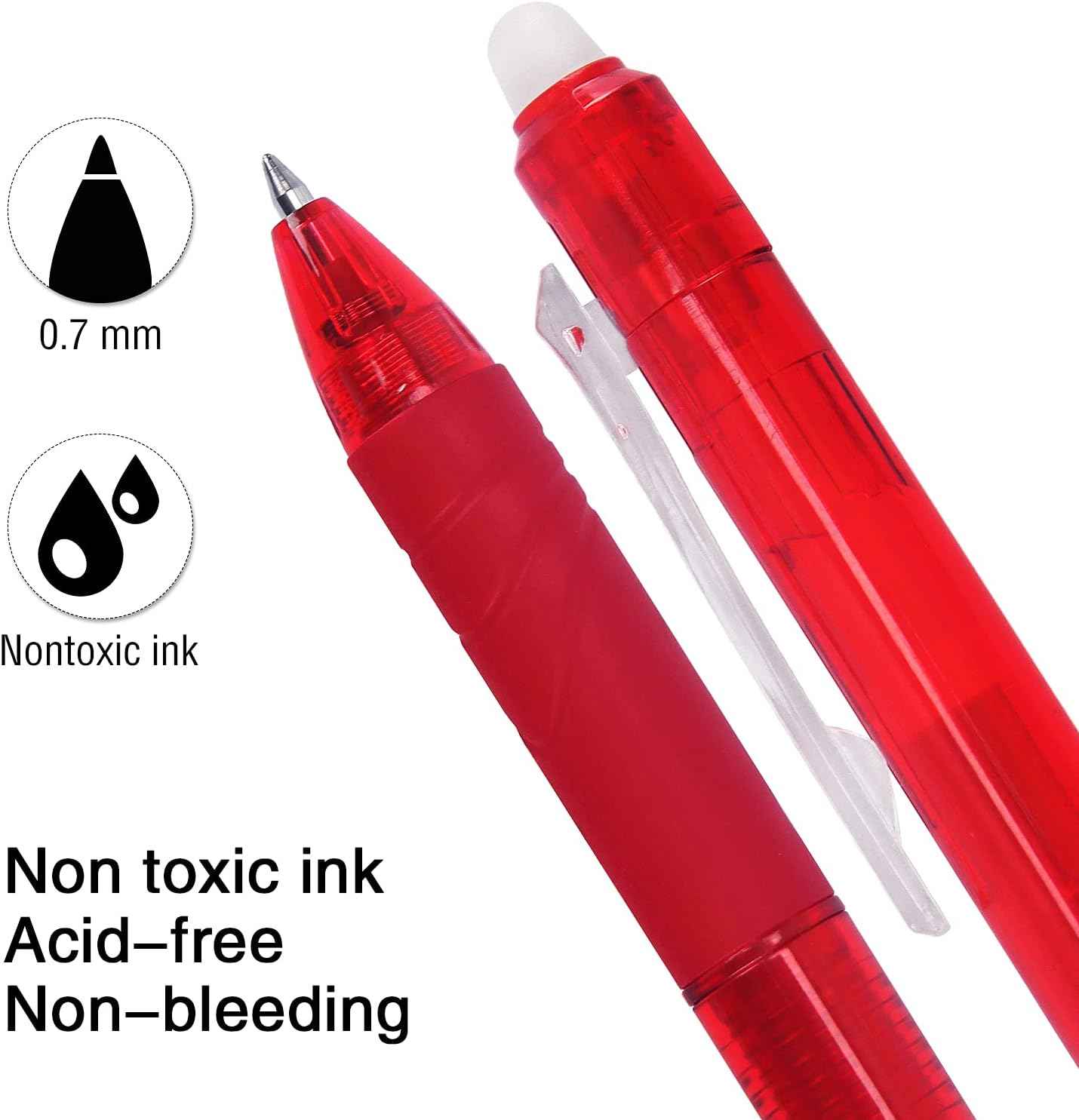 8 Pack Retractable Erasable Gel Pens Clicker Fine Point 0.7mm - TTpen