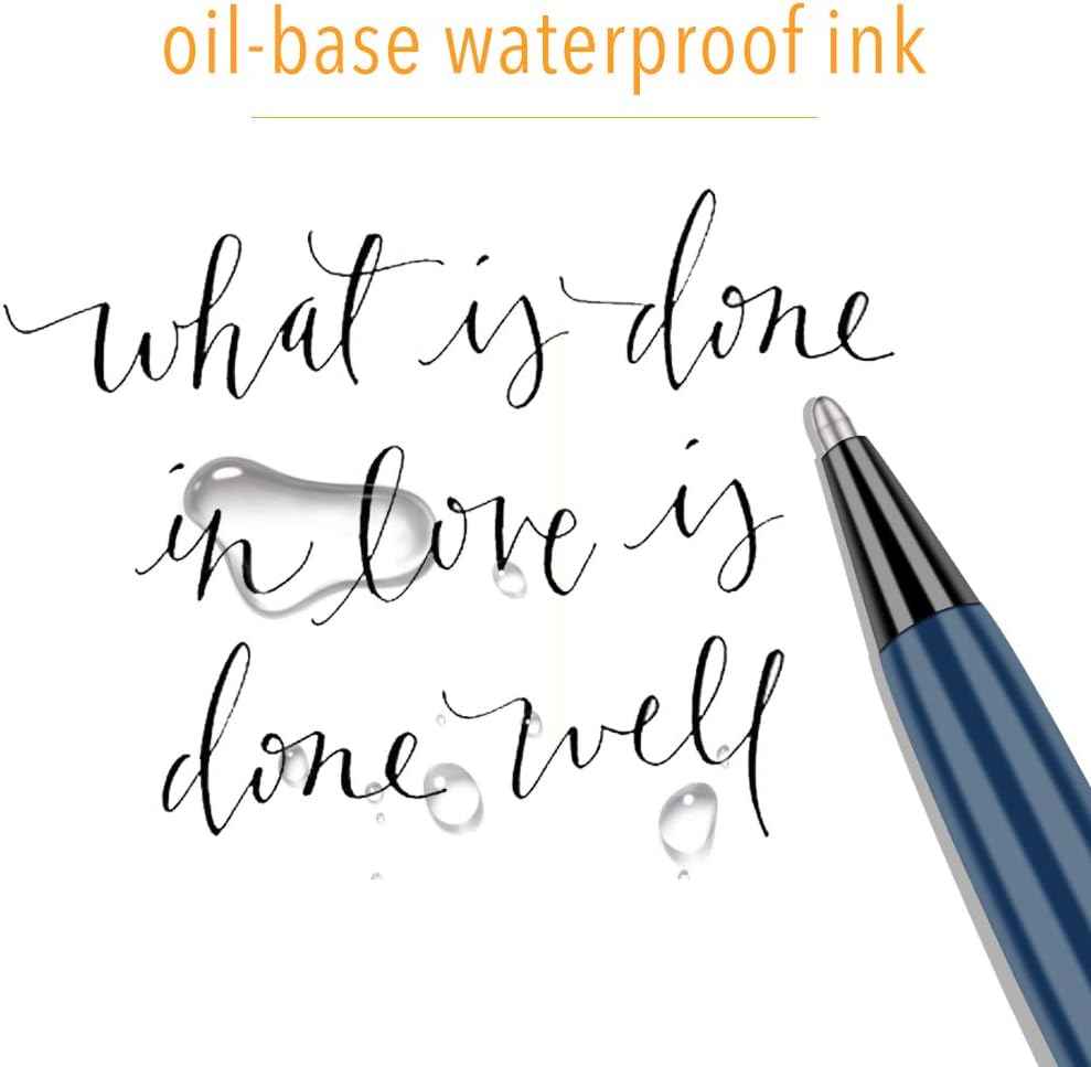 Slim Metallic Blue Retractable Ballpoint Pens Black ink 6 Pack - TTpen