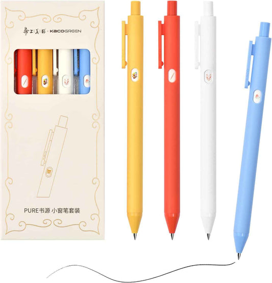Kaco 4PCS Retractable Gel Ink Pens 0.5mm Fine Point Black Ink - TTpen