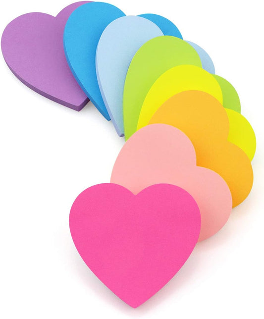 Heart Shape Sticky Notes 8 Color 75 Sheets/Pad