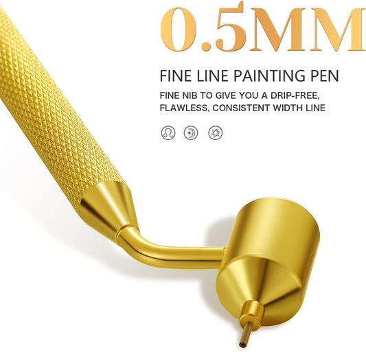 2PCS Slanting Detailing Fine Line Paint Pen Gold 0.5mm Tip