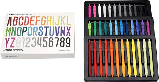 Kaco 36 Color Retractable Gel Ink Pens with Alphabet Number