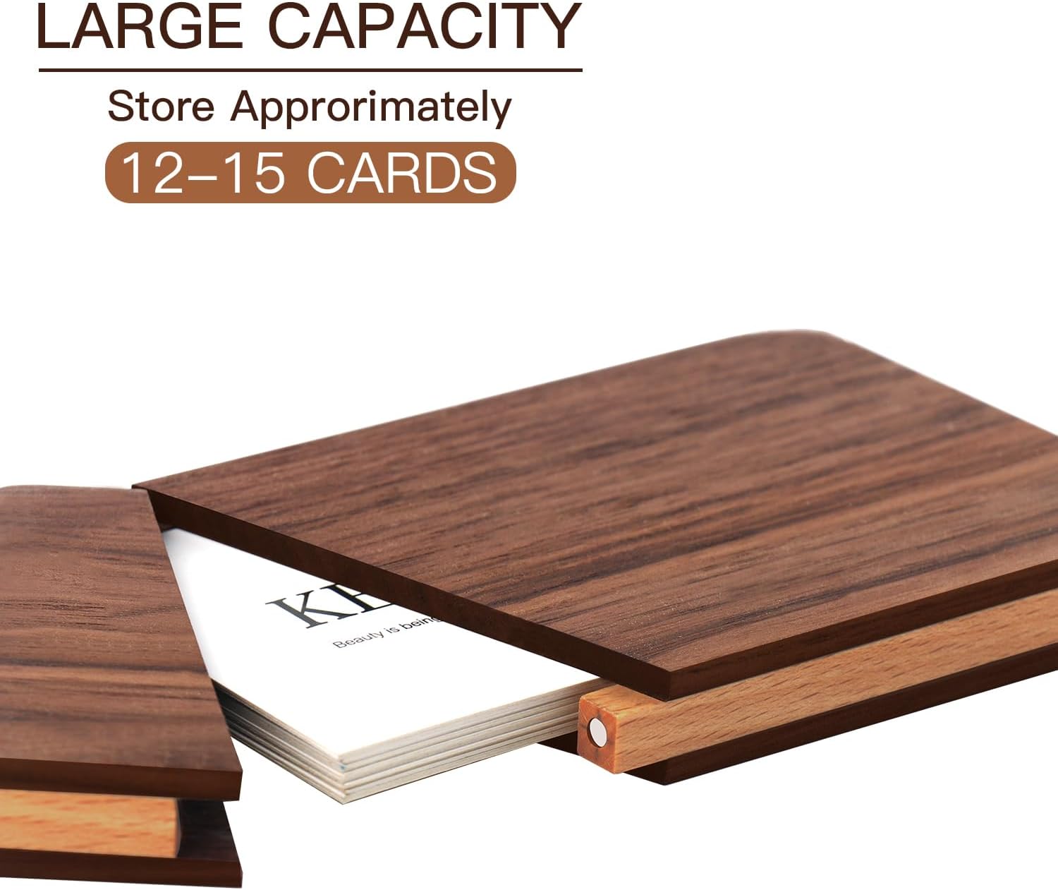 Wooden Business Card Case Holder Walnut with Magnetic Closure