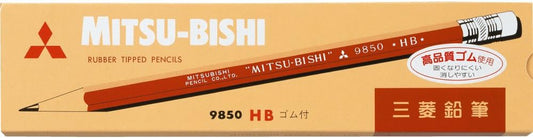 Mitsubishi 9850 Pencil with Eraser - HB,12 Pack
