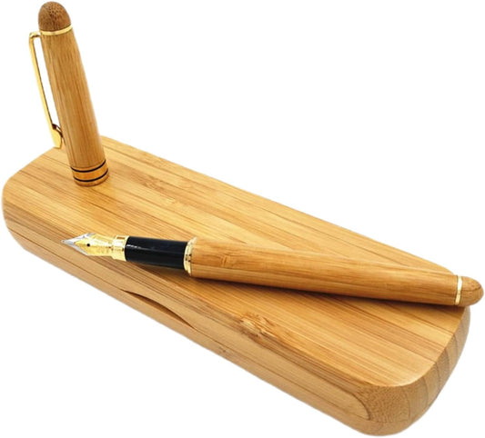 Bamboo Fountain Pen with Gift Pen Holder Case