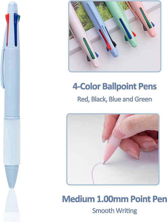 8 Pack BallPoint Multi Pens 4-in-1 Colored Pens (1.0mm)