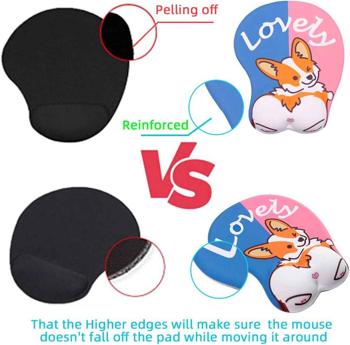 Lovely Corgi 3D Mouse Pad with Wrist Rest Support,Non-Slip Silicone - TTpen