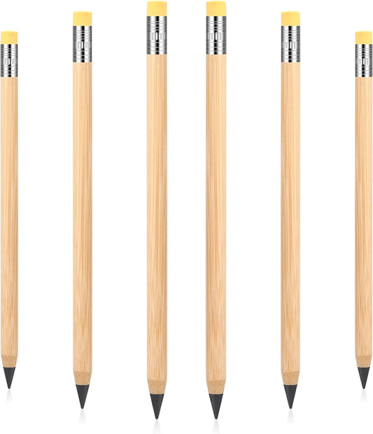 6Pcs Inkless Bamboo Pen Erasable Pencil with Eraser