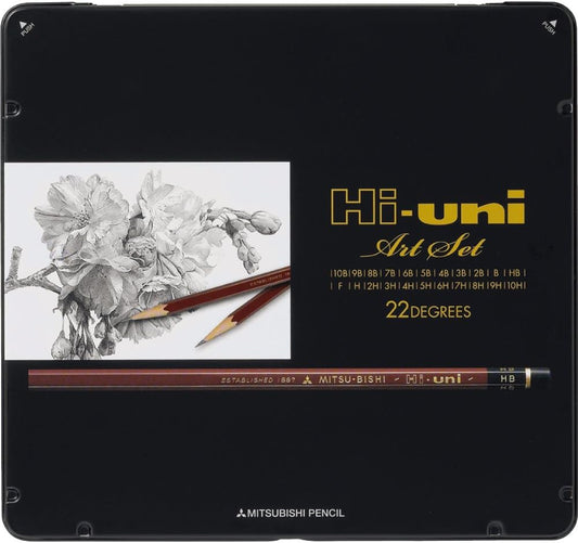 Uni Hi Wooden Pencil Art Set - 10B to 10H - Box of 22 (HUAS)