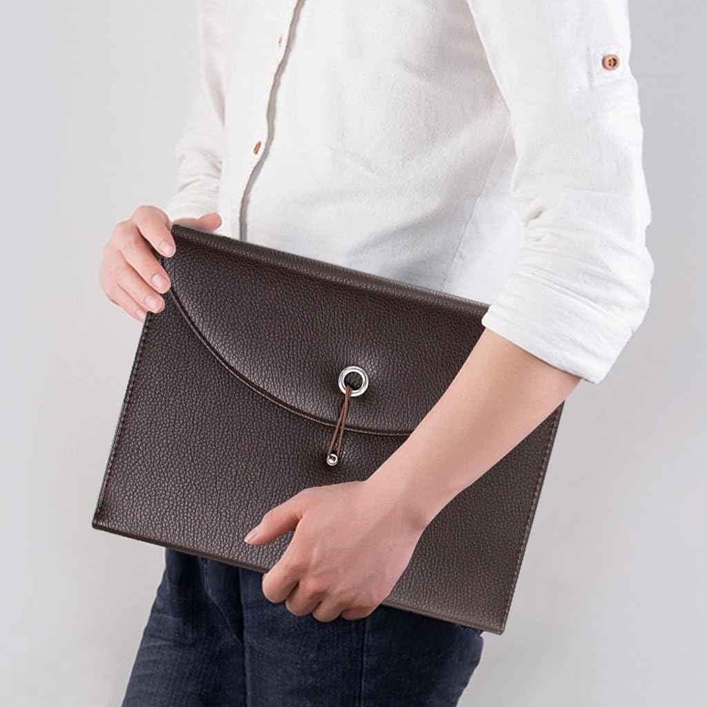 PU Leather 13 Pockets A4 Paper Expanding File Folder Document Organizer - TTpen