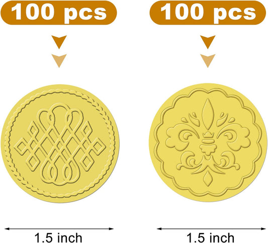 100 Pieces Gold Foil Embossed Wax Envelope Seals