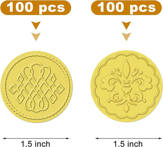 100 Pieces Gold Foil Embossed Wax Envelope Seals - TTpen