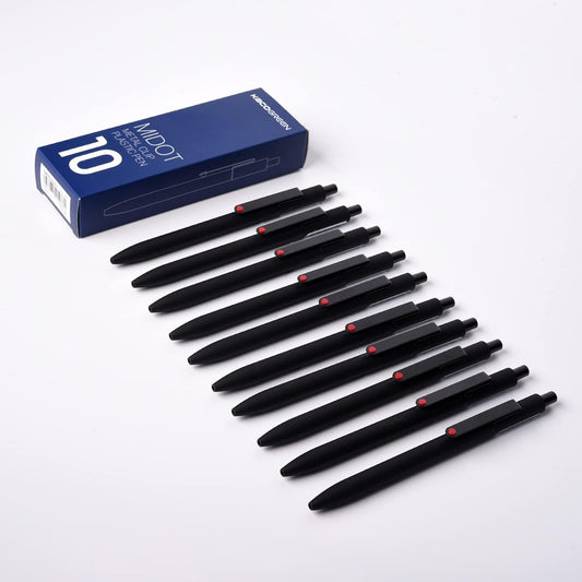 Kaco 0.5mm Black Retractable Liquid Gel Pen,10 pack