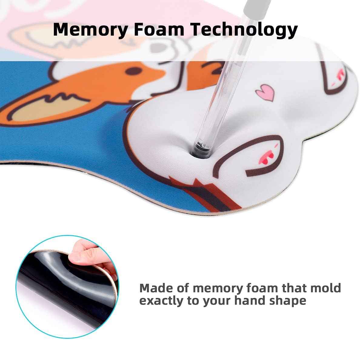 Lovely Corgi 3D Mouse Pad with Wrist Rest Support,Non-Slip Silicone - TTpen