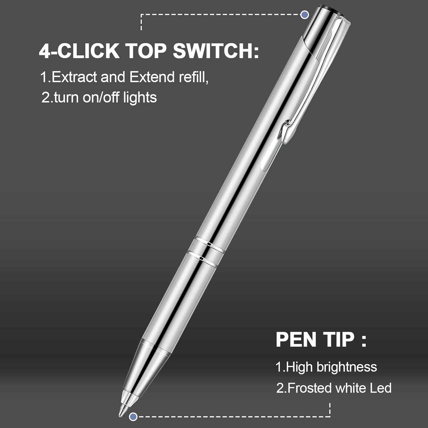 4 Pack Ballpoint Pens with LED Light for Writing in the Dark - TTpen