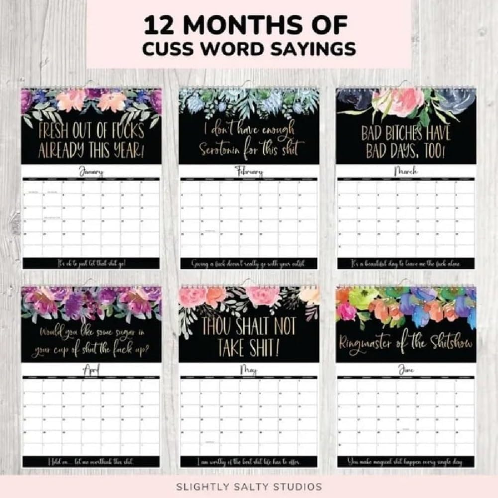 Fuck it Flower Calendar Memo,Wall 2024 Calendar for Tired-Ass Women