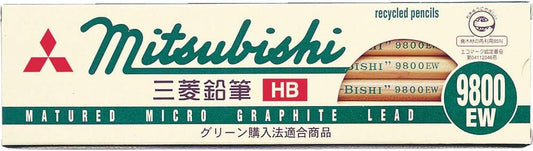 Mitsubishi Recycled Pencils,9800EW HB,12 Pack