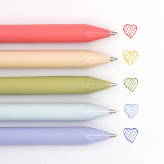 Kaco 5 Morandi Colored Ink Retractable Gel Pens 0.5mm Fine Point