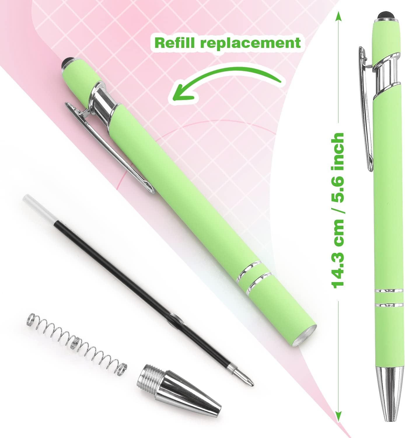 2-in-1 Stylus Retractable Ballpoint Pen with Stylus Tip,1.0mm Black Ink