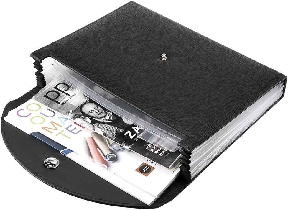 PU Leather 13 Pockets A4 Paper Expanding File Folder Document Organizer - TTpen