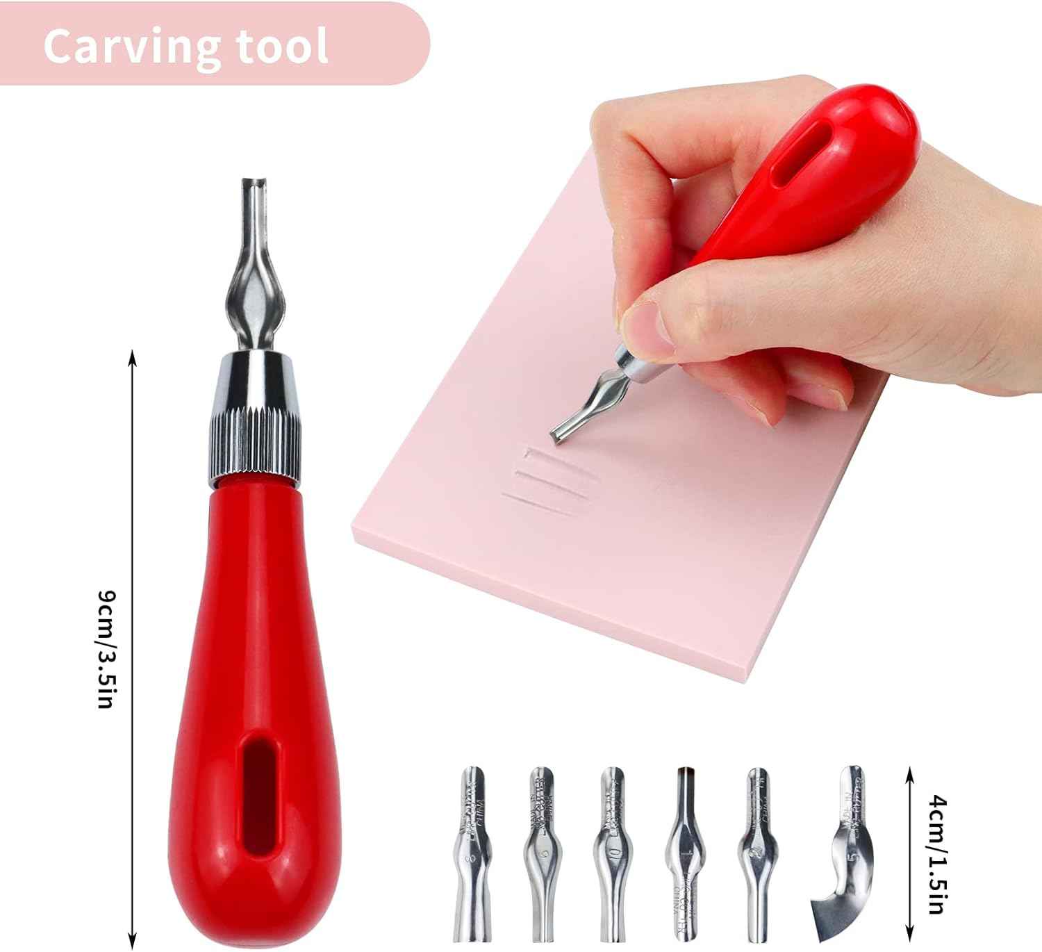 4 Pack Rubber Carving Block Stamp with Cutter Tool,Brayer Printmaking Roller - TTpen